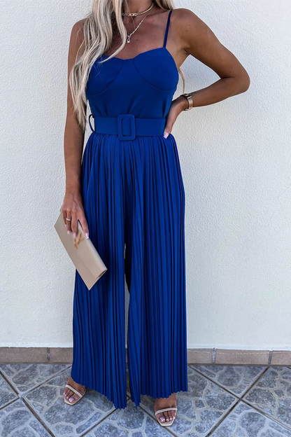 Street Patchwork Spaghetti Strap Loose Jumpsuits(5 Colors)