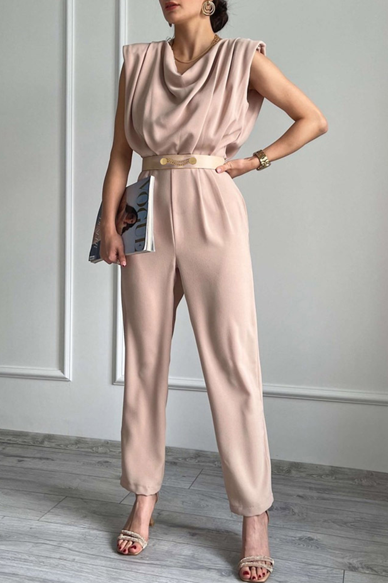 Street Patchwork U Neck Regular Jumpsuits(3 Colors)