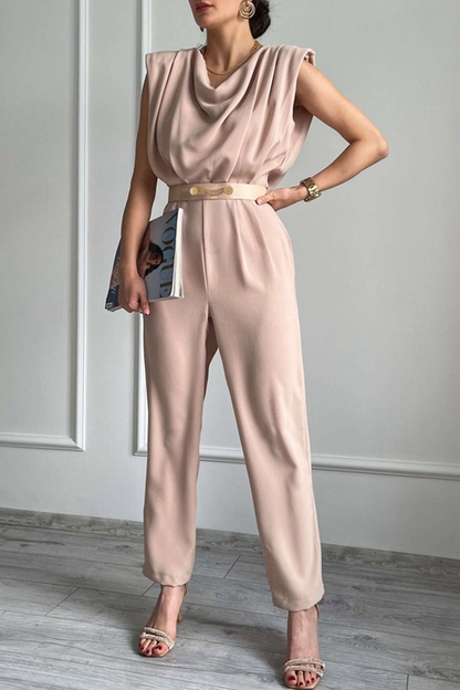Street Patchwork U Neck Regular Jumpsuits(3 Colors)