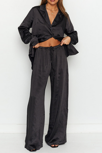 Street Patchwork Turndown Collar Long Sleeve Two Pieces