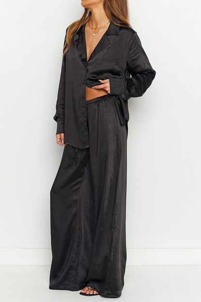 Street Patchwork Turndown Collar Long Sleeve Two Pieces