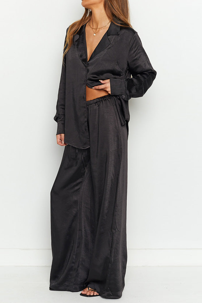 Street Patchwork Turndown Collar Long Sleeve Two Pieces