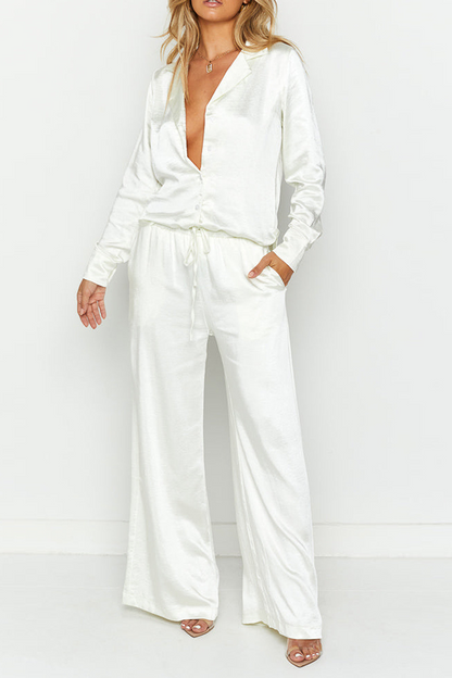 Street Patchwork Turndown Collar Long Sleeve Two Pieces