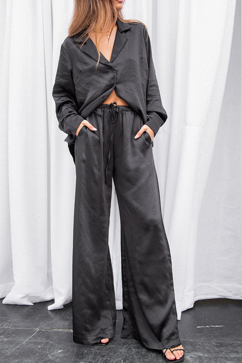 Street Patchwork Turndown Collar Long Sleeve Two Pieces