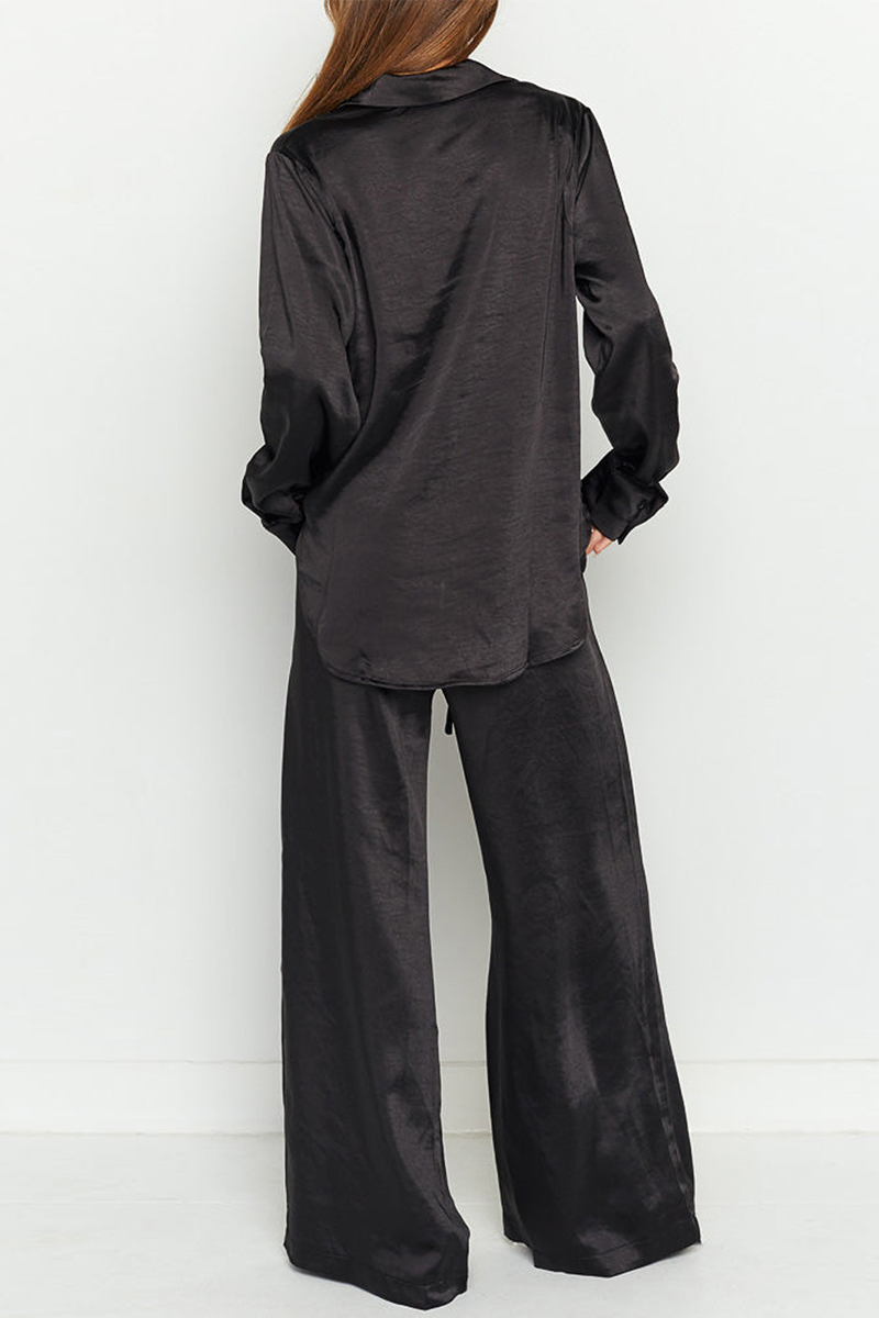 Street Patchwork Turndown Collar Long Sleeve Two Pieces