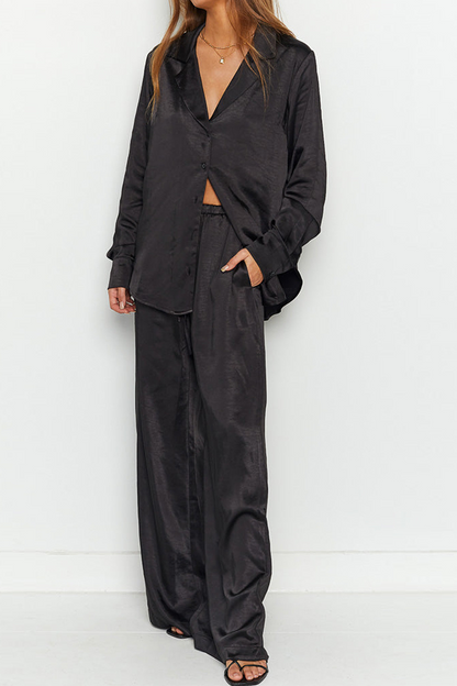 Street Patchwork Turndown Collar Long Sleeve Two Pieces