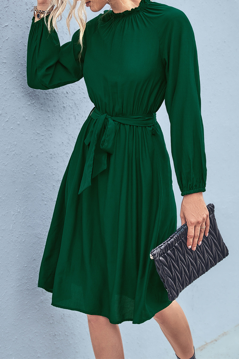 Daily Patchwork Half a Turtleneck Waist Skirt Dresses