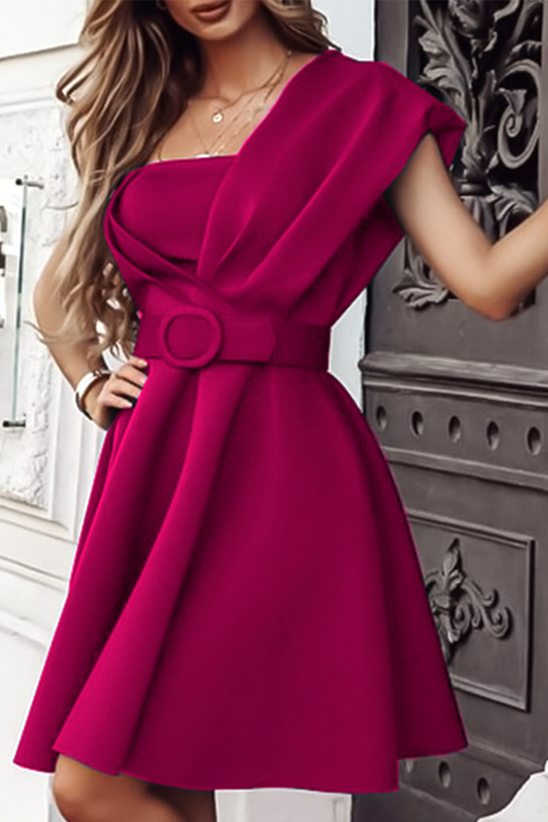 Party Patchwork One Shoulder Waist Skirt Dresses