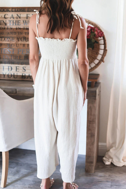 Frenulum Color Spaghetti Strap Loose Jumpsuits