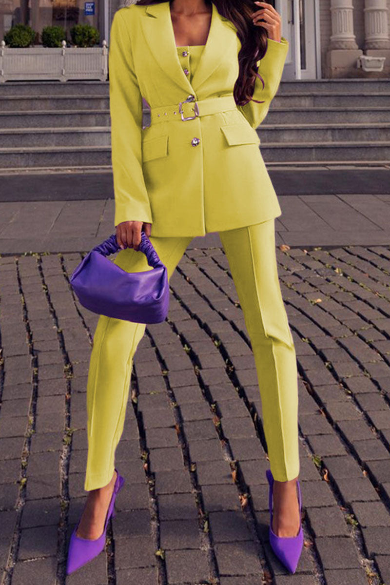 Patchwork Turn-back Collar Long Sleeve Two Pieces