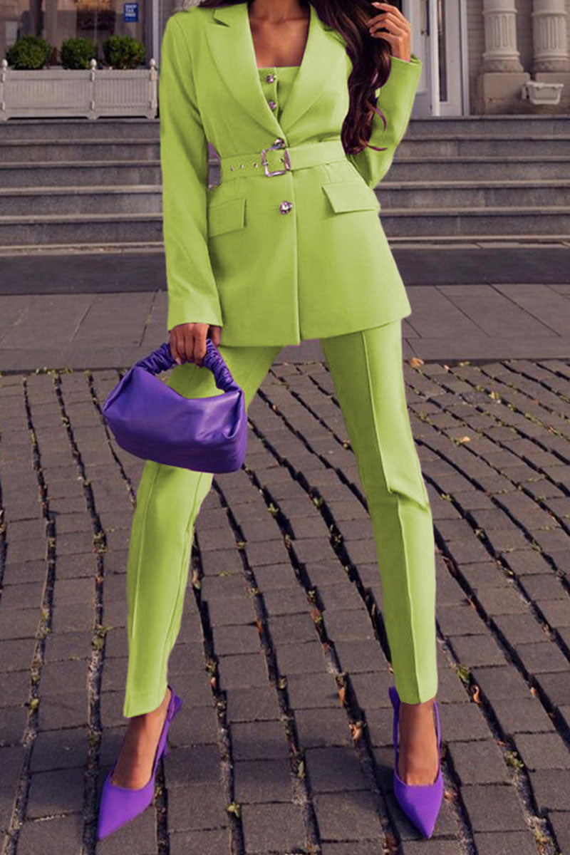 Patchwork Turn-back Collar Long Sleeve Two Pieces