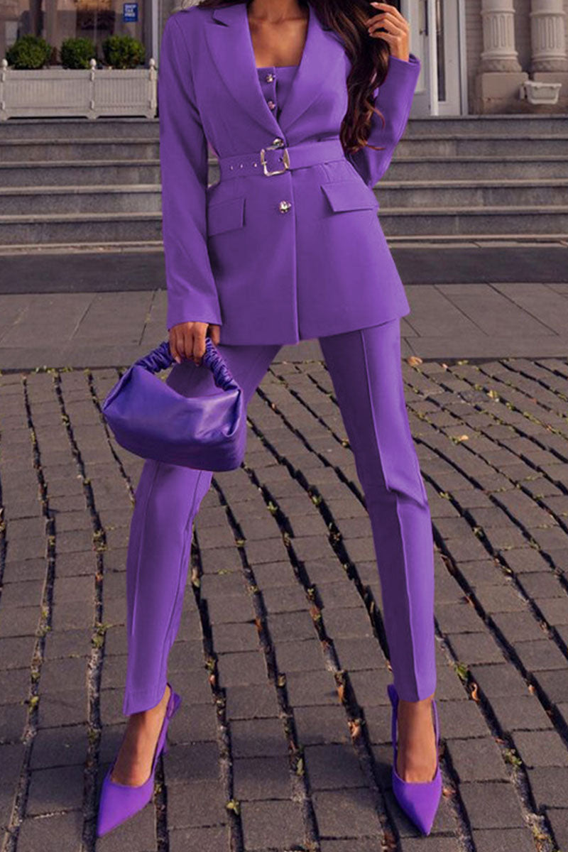 Patchwork Turn-back Collar Long Sleeve Two Pieces