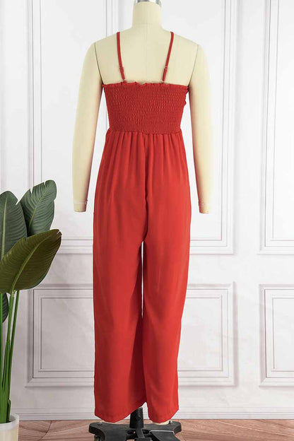 Living Pocket Spaghetti Strap Loose Jumpsuits(5 Colors)