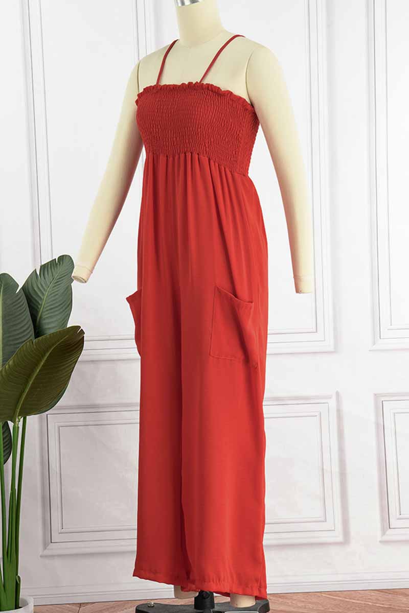 Living Pocket Spaghetti Strap Loose Jumpsuits(5 Colors)