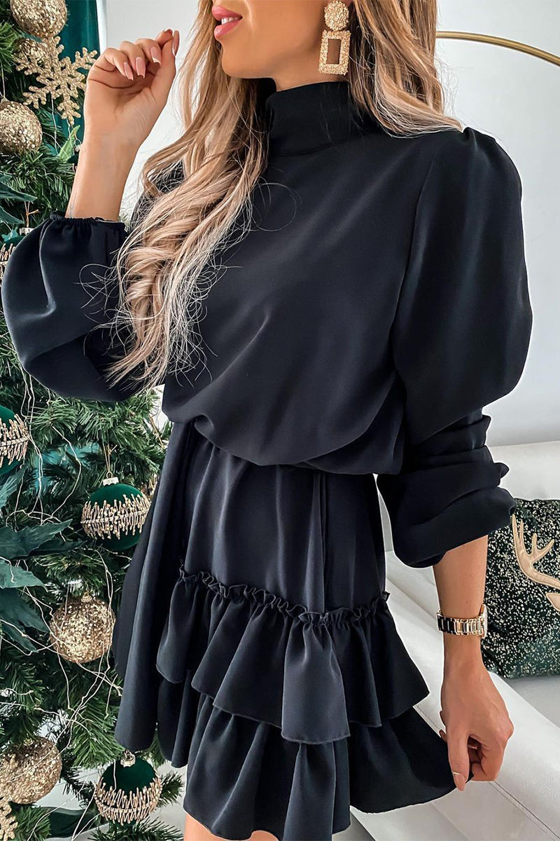 Flounce Half a Turtleneck Cake Skirt Dresses