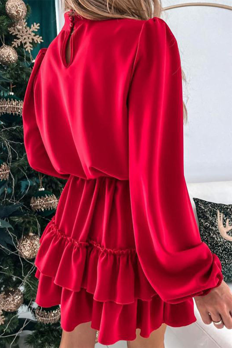 Flounce Half a Turtleneck Cake Skirt Dresses
