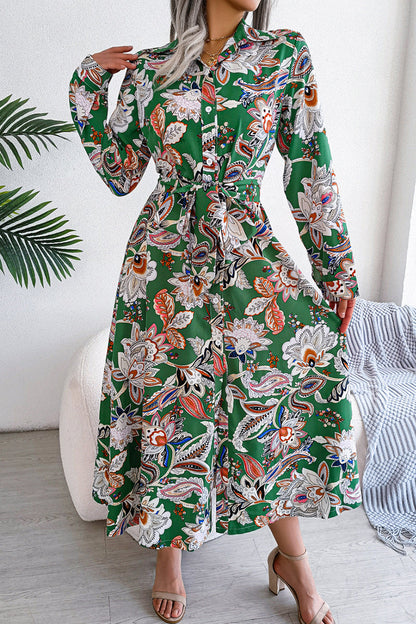 Frenulum Buckle Turndown Collar One Step Skirt Dresses(3 Colors)
