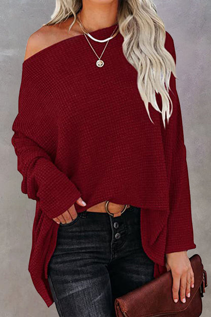 Color Oblique Collar Sweaters(6 Colors)