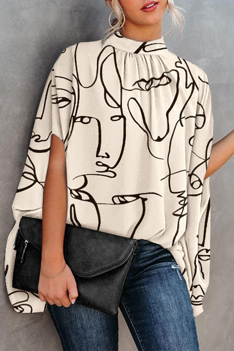 Print Printing O Neck Blouses(10 Colors)