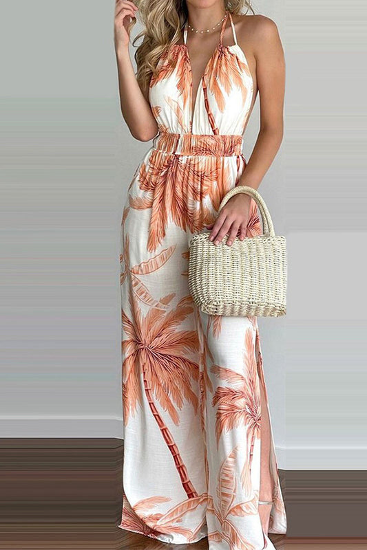Simplicity Print Spaghetti Strap Loose Jumpsuits(6 Colors)