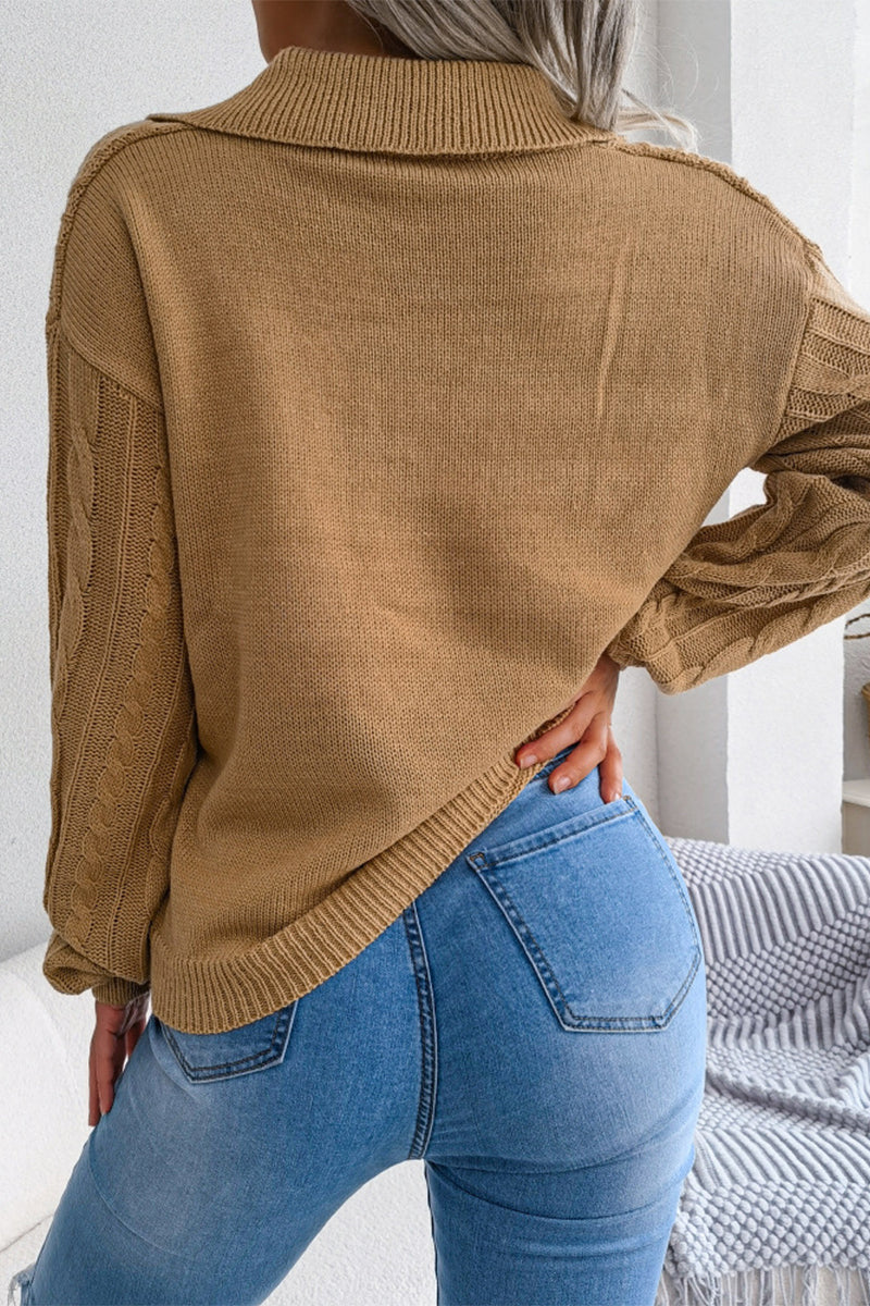 Simplicity Color Turndown Collar Sweaters(3 Colors)