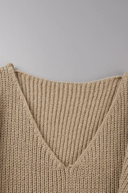 Slit V Neck Sweaters(7 Colors)
