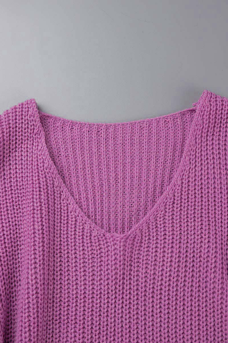 Slit V Neck Sweaters(7 Colors)