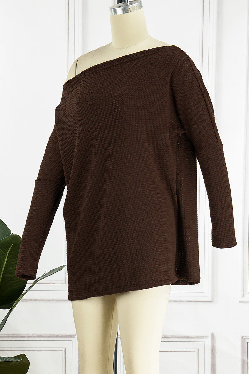 Color Oblique Collar Sweaters(6 Colors)