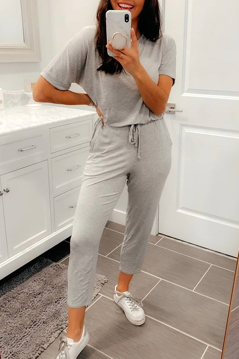 Simplicity Color O Neck Regular Jumpsuits(4 Colors)