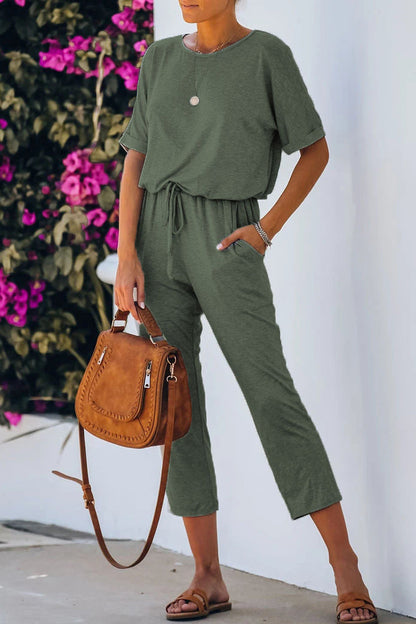Simplicity Color O Neck Regular Jumpsuits(4 Colors)