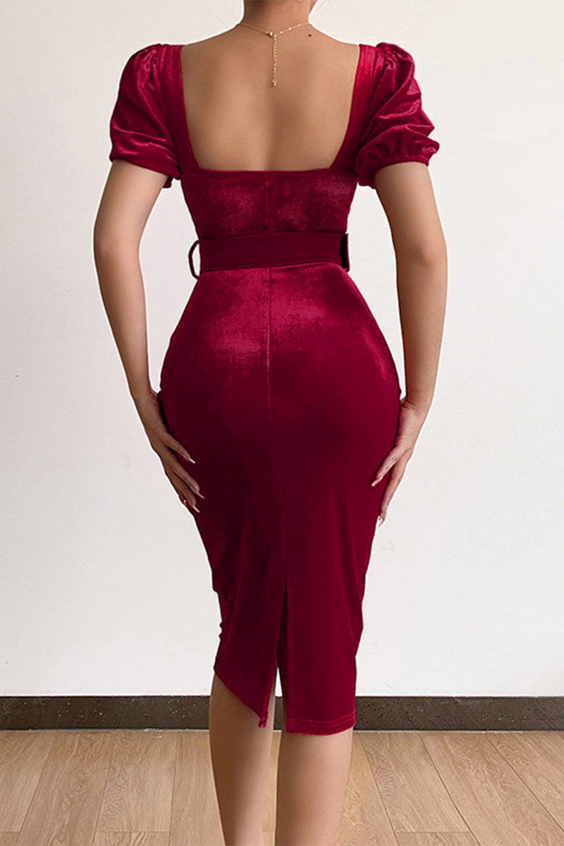 With Belt Asymmetrical V Neck One Step Skirt Dresses(7 Colors)