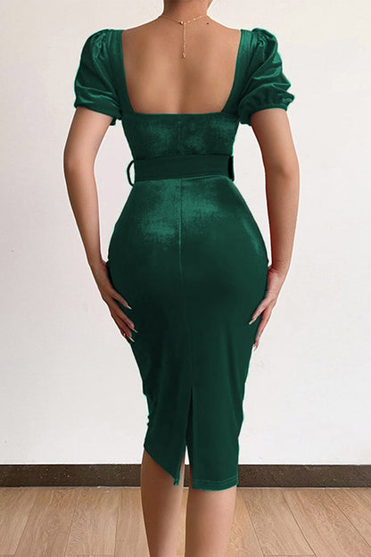 With Belt Asymmetrical V Neck One Step Skirt Dresses(7 Colors)