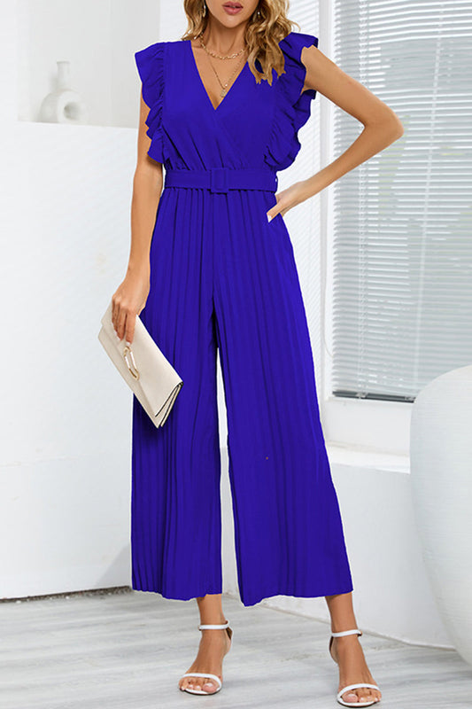 Simplicity With Belt V Neck Regular Jumpsuits