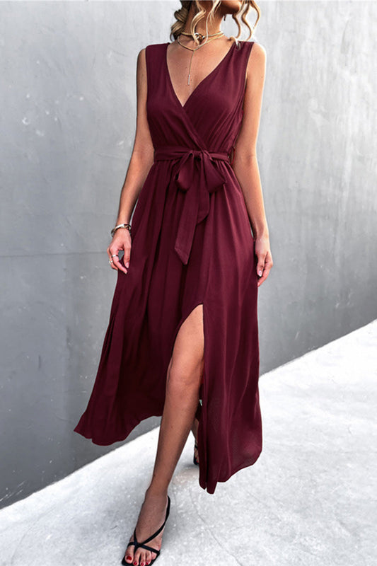 Slit V Neck One Step Skirt Dresses(5 Colors)