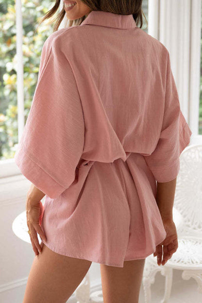 Simplicity Frenulum Turndown Collar Loose Jumpsuits