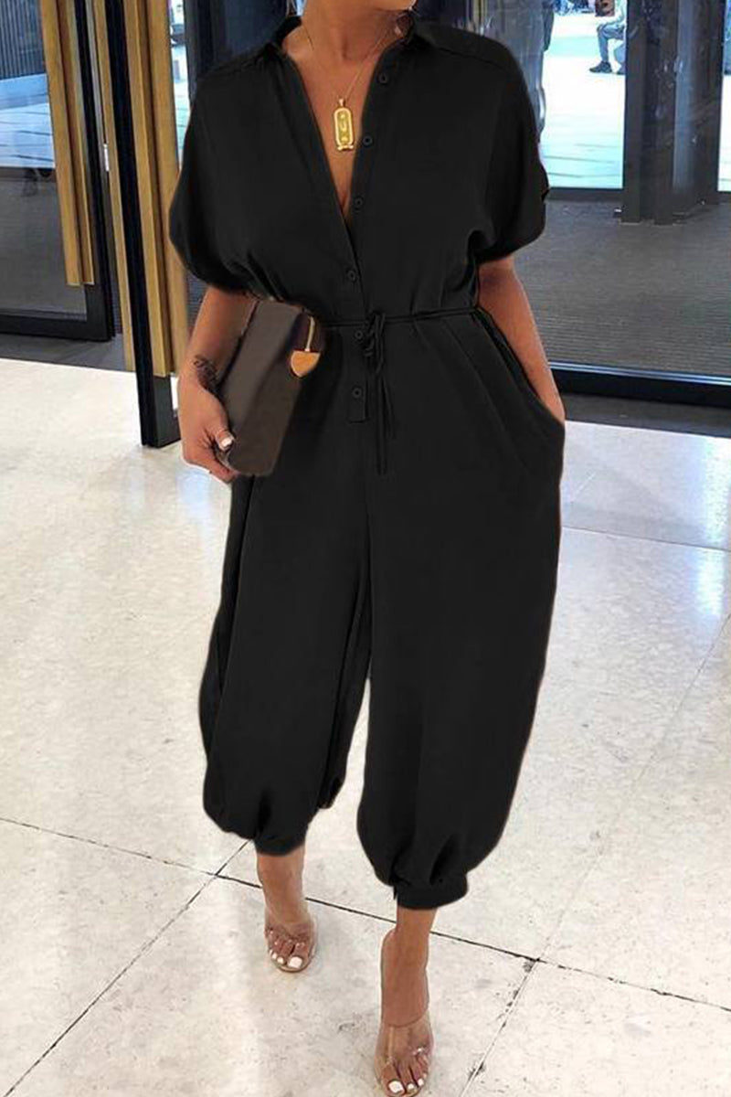Leopard Frenulum Printing Loose Jumpsuits