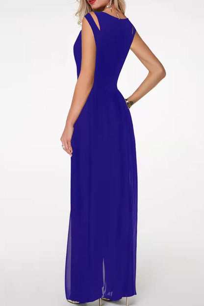 Patchwork O Neck Regular Jumpsuits