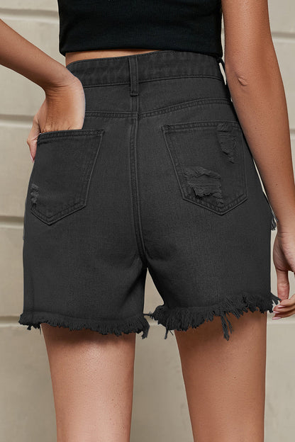 Simplicity Tassel Ripped Straight Denim Shorts