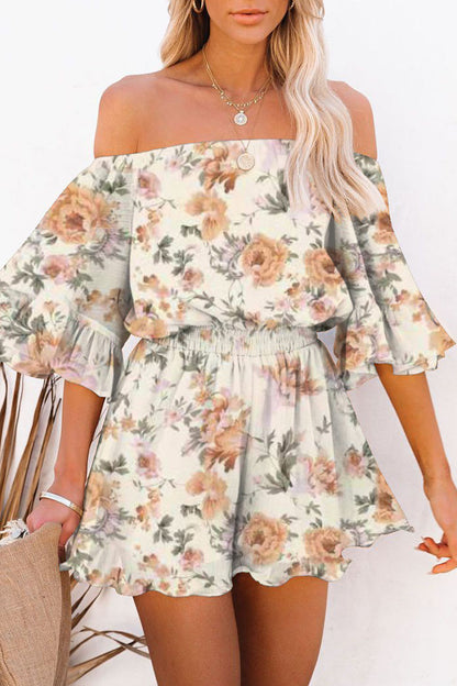 Simplicity Print Patchwork Off the Shoulder Loose Jumpsuits(5 Colors)