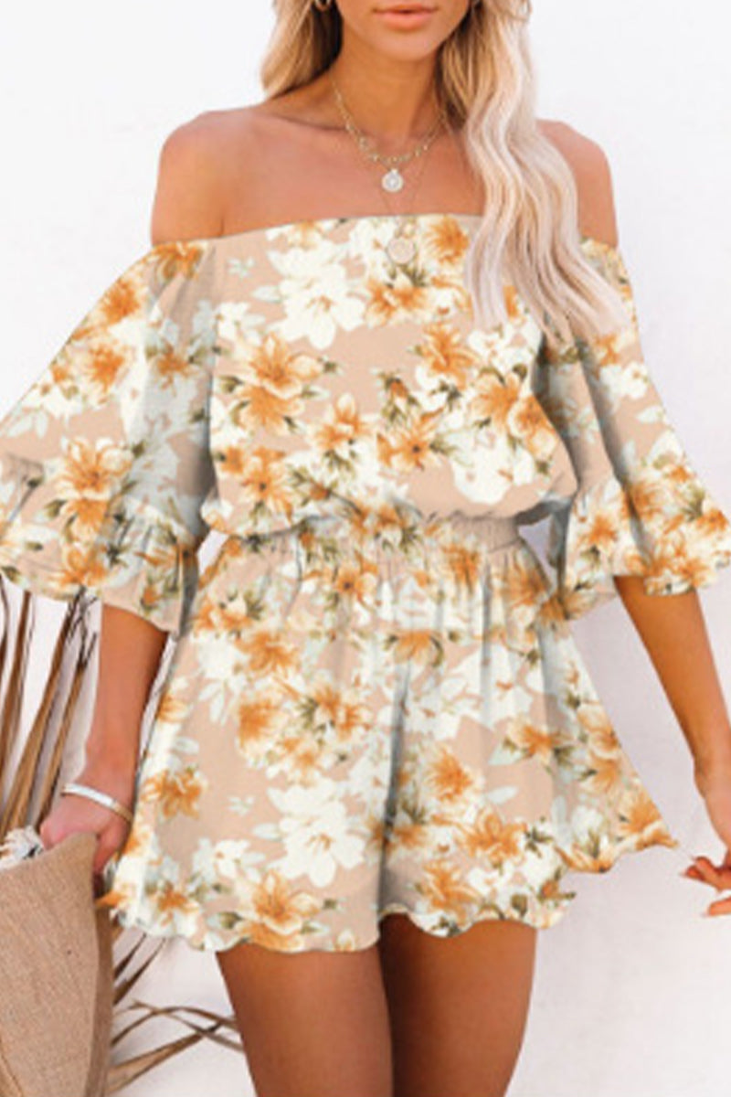Simplicity Print Patchwork Off the Shoulder Loose Jumpsuits(5 Colors)