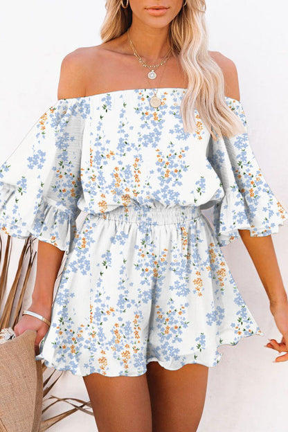 Simplicity Print Patchwork Off the Shoulder Loose Jumpsuits(5 Colors)