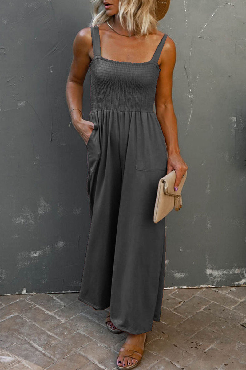 Patchwork Square Collar Loose Jumpsuits(6 Colors)