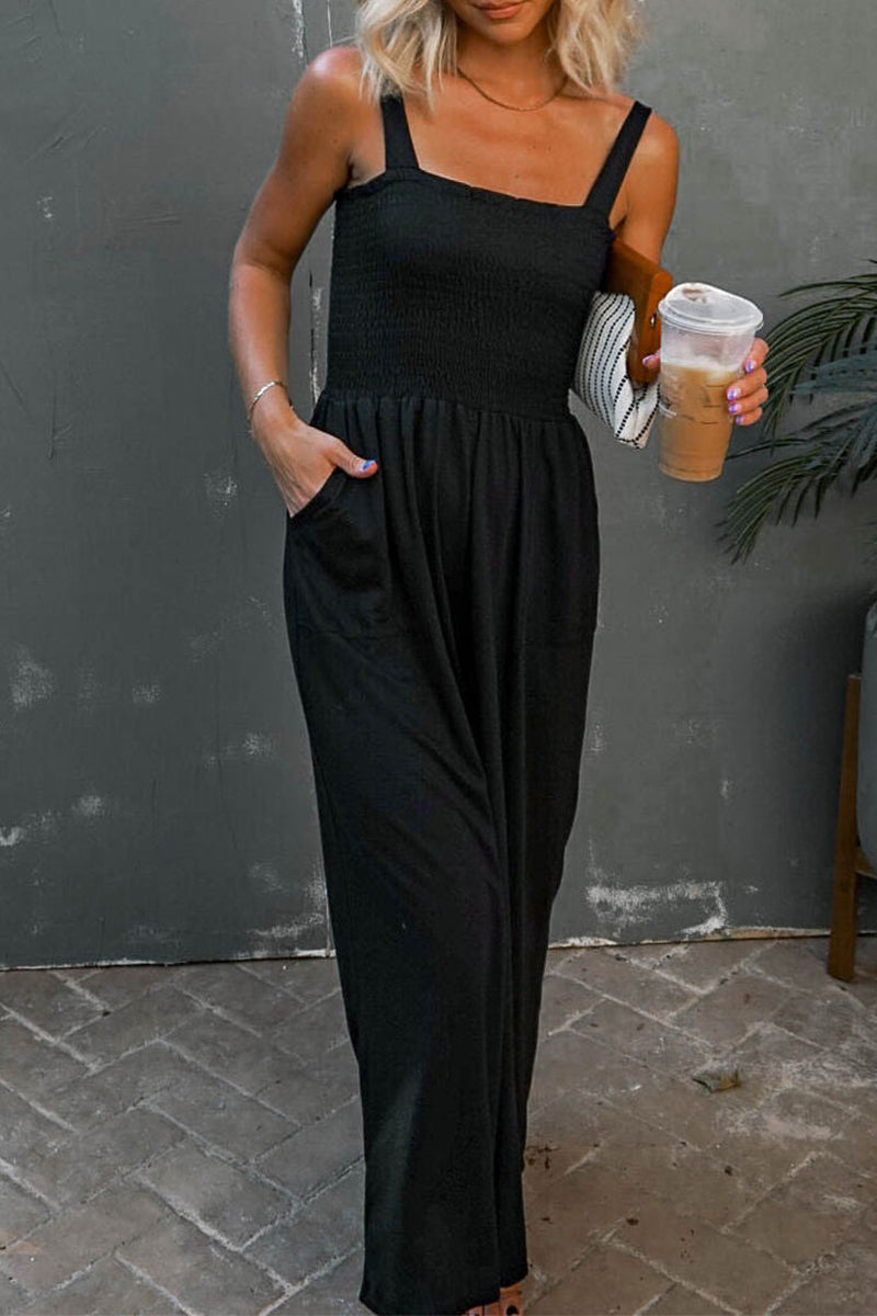 Patchwork Square Collar Loose Jumpsuits(6 Colors)