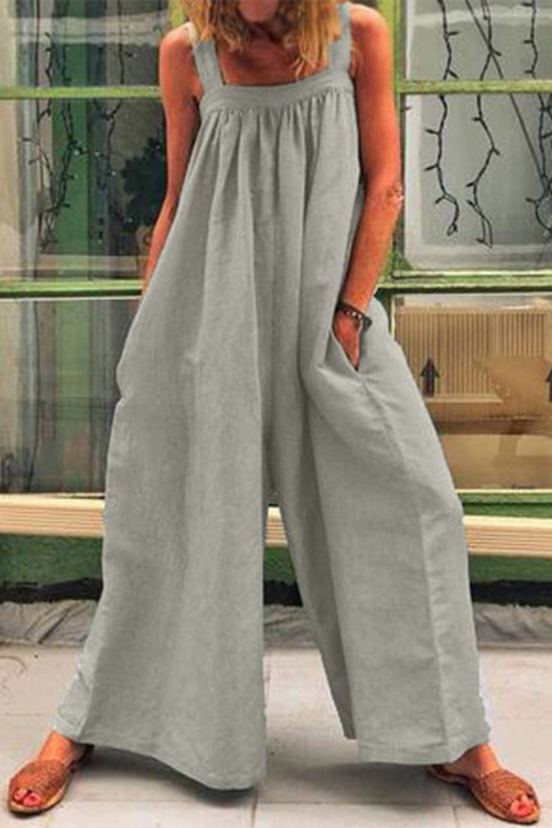 Daily Square Collar Loose Jumpsuits(5 Colors)