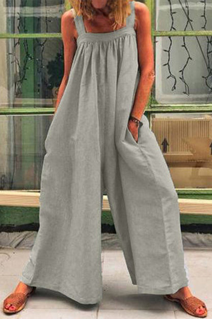 Daily Square Collar Loose Jumpsuits(5 Colors)
