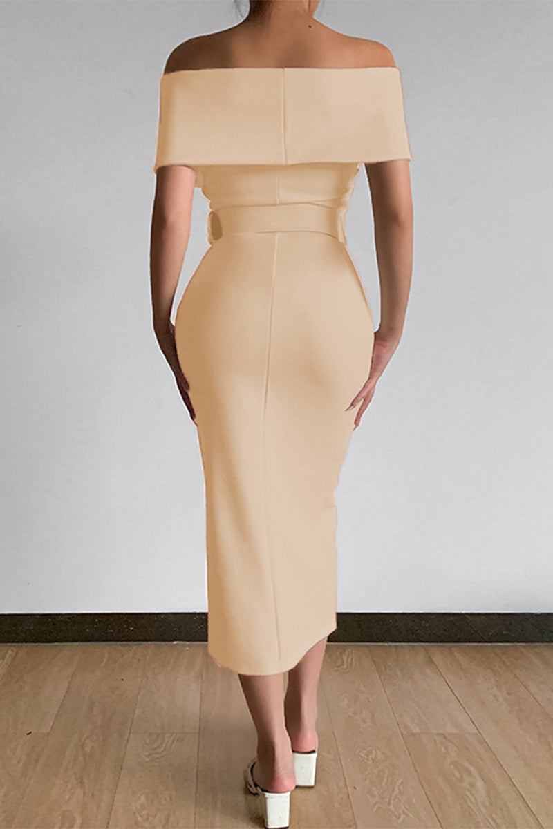 With Belt V Neck One Step Skirt Dresses(8 Colors)