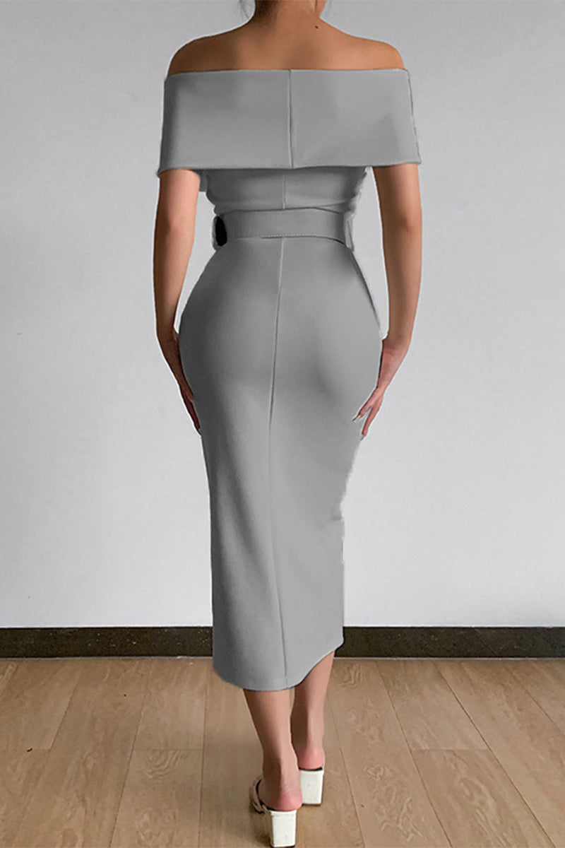 With Belt V Neck One Step Skirt Dresses(8 Colors)