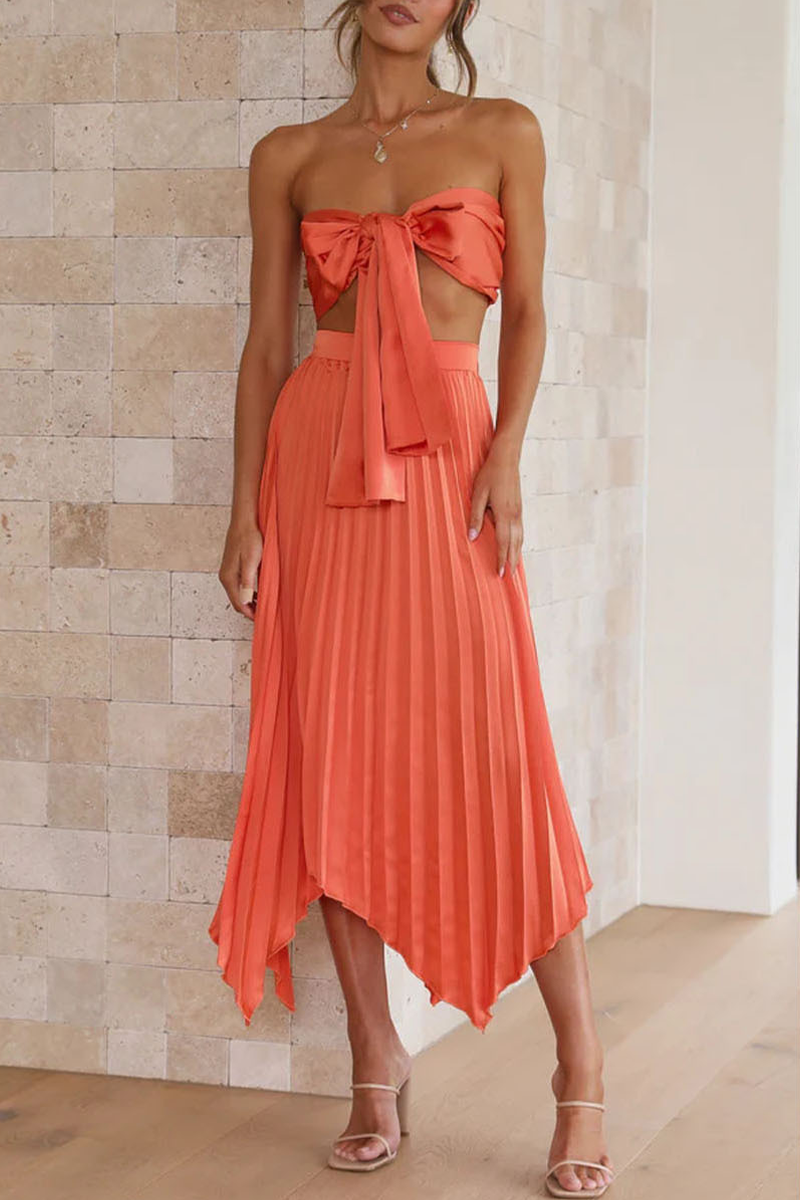 Vacation Frenulum Strapless Sleeveless Two Pieces