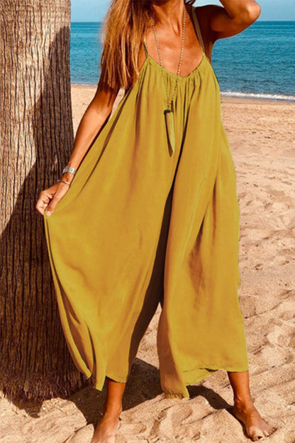 Simplicity Color V Neck Loose Jumpsuits(6 Colors)