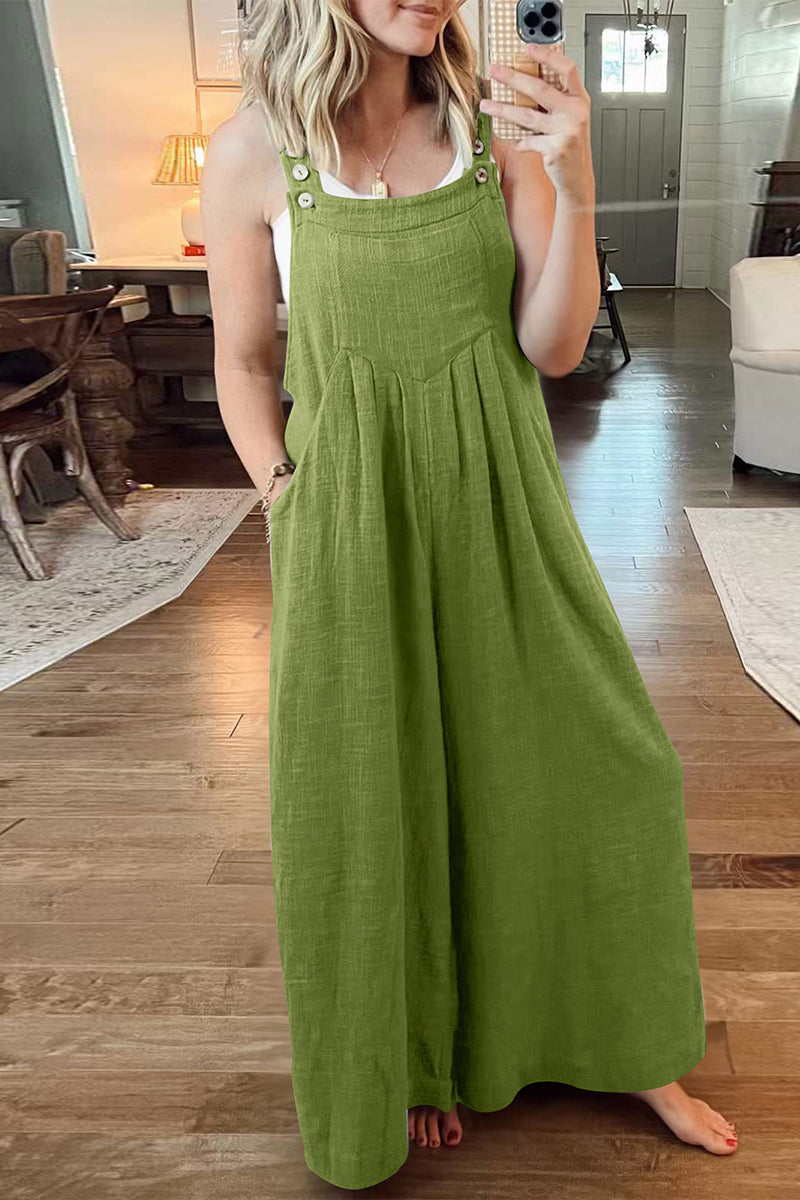 Street Pocket Square Collar Loose Jumpsuits(10 Colors)